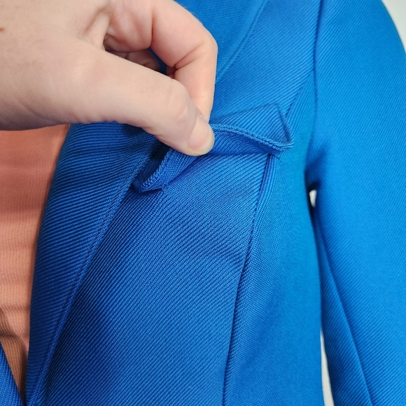 SMYTHE Classic Flap Pocket Zephyr Bright Blue Single Button Blazer Size 4 - Picture 12 of 16